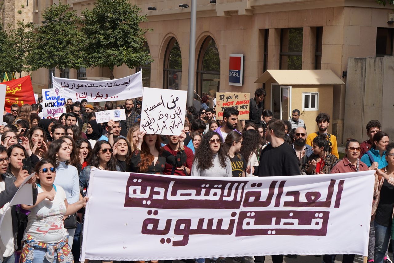 Hundreds march for women’s rights in Lebanon