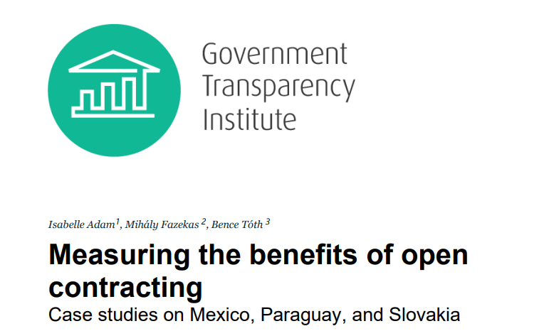 Measuring the benefits of open contracting: Case studies on Mexico, Paraguay, and Slovakia